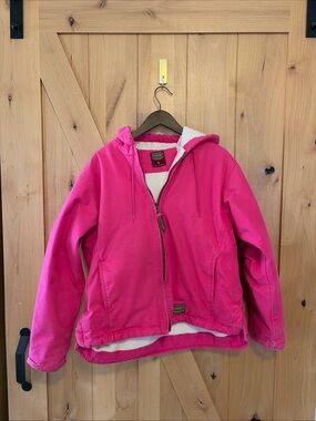 Schmidt Workwear Pink Canvas Carhartt Style Jacket Coat Womens L Barn Chore Duck